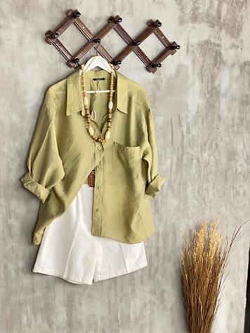 Düşük Omuzlu Oversize Gömlek (Haki)