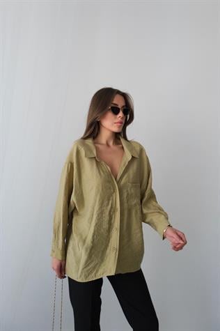 Düşük Omuzlu Oversize Gömlek (Haki)