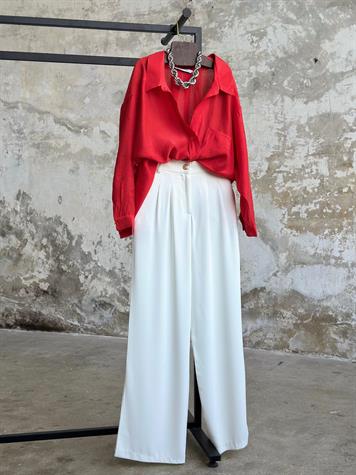 Düşük Omuzlu Oversize Gömlek (Kırmızı)