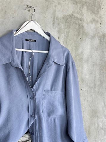 Düşük Omuzlu Oversize Gömlek (Koyu İndigo)