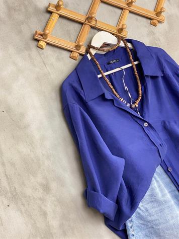 Düşük Omuzlu Oversize Gömlek (Lacivert)
