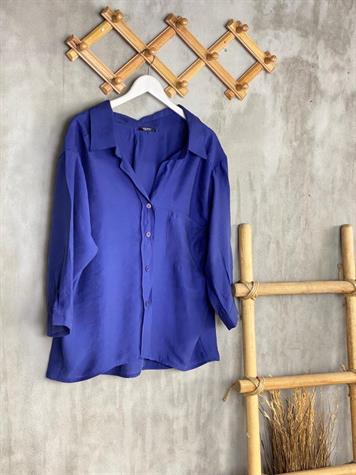 Düşük Omuzlu Oversize Gömlek (Lacivert)
