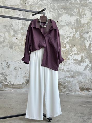 Düşük Omuzlu Oversize Gömlek (Mürdüm)