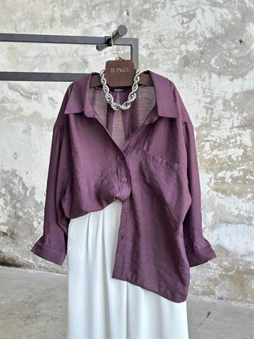Düşük Omuzlu Oversize Gömlek (Mürdüm)