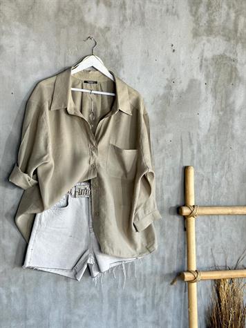 Düşük Omuzlu Oversize Gömlek (Olive)