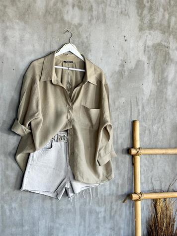 Düşük Omuzlu Oversize Gömlek (Olive)