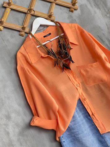 Düşük Omuzlu Oversize Gömlek (Somon)
