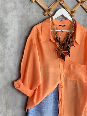 Düşük Omuzlu Oversize Gömlek (Somon)