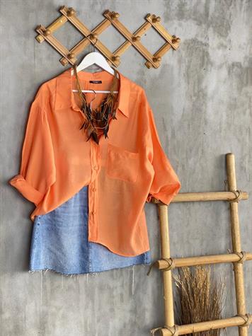 Düşük Omuzlu Oversize Gömlek (Somon)