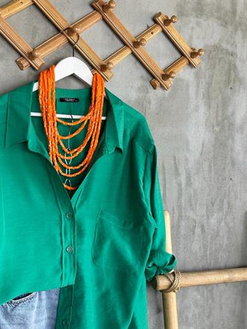 Düşük Omuzlu Oversize Gömlek (Yeşil)