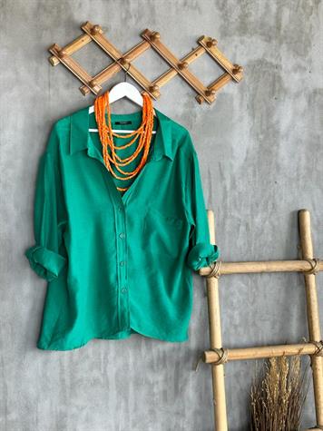 Düşük Omuzlu Oversize Gömlek (Yeşil)
