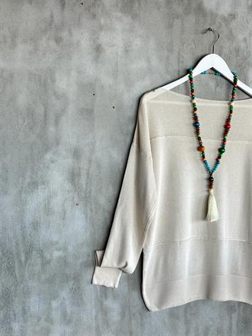 Düz Yaka Triko Kazak (Ekru)