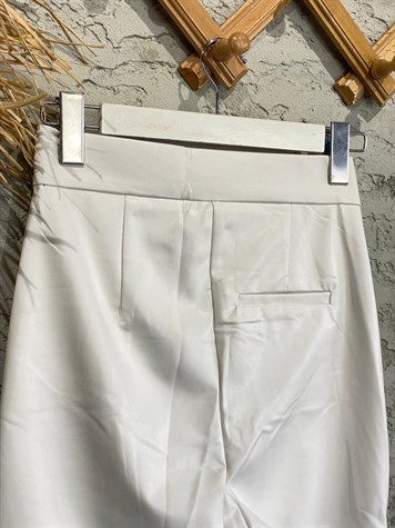 Ekru İspanyol Paça Suni Bilek Boy Pantolon