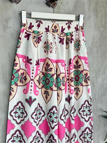 Etnik Desenli Gömlek Takım(Pembe)