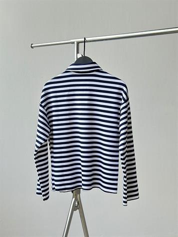 Fermuarlı Çizgili Sweat (Lacivert)
