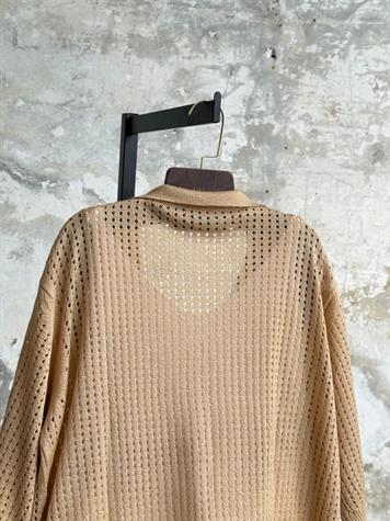 Fileli Oversize Merserize Hırka (Camel)