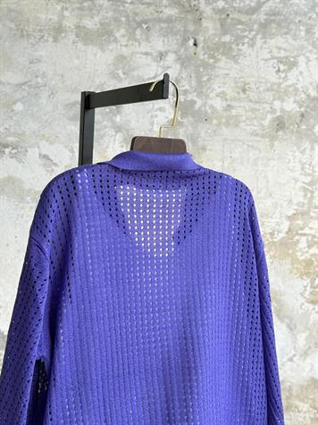 Fileli Oversize Merserize Hırka (Mor)