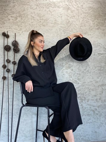 Fitilli Çizgili Takım (Siyah)