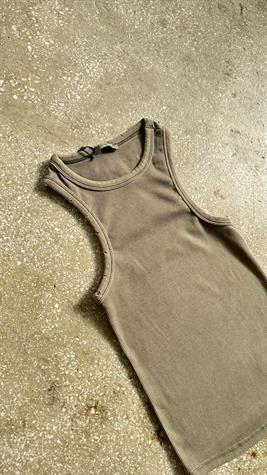 Fitilli Halter Yaka Atlet (Bej/Haki)