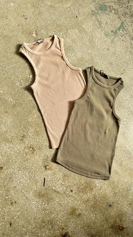 Fitilli Halter Yaka Atlet (Bej/Haki)