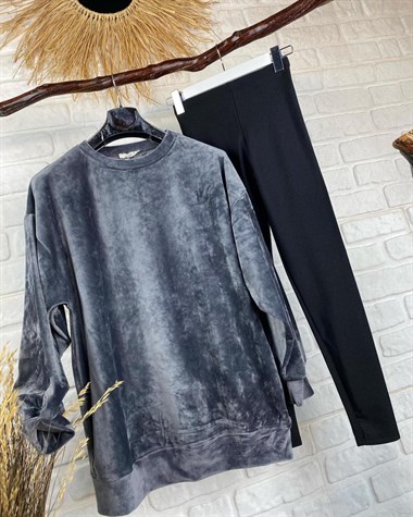 fransız kadife salaş sweatshirt (antrasit)