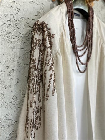 Full Payet İşlemeli Özel Tasarım Kimono (Taş)