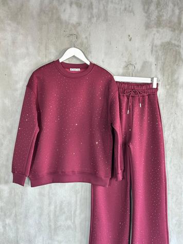 Full Taş İşçilikli Tasarım Takım (Bordo)