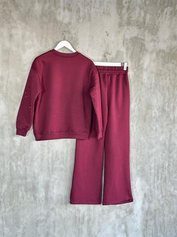 Full Taş İşçilikli Tasarım Takım (Bordo)