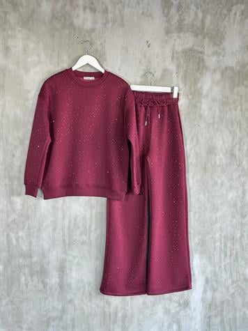 Full Taş İşçilikli Tasarım Takım (Bordo)