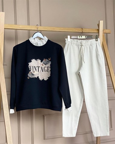 Gabardin Kumaş Beli Lastikli Pantolon