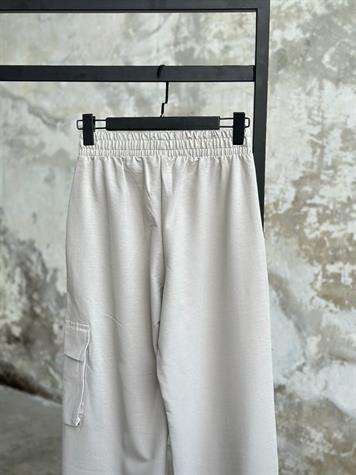 Garnili Cep Detaylı Paça Lastikli Pantolon (Taş)
