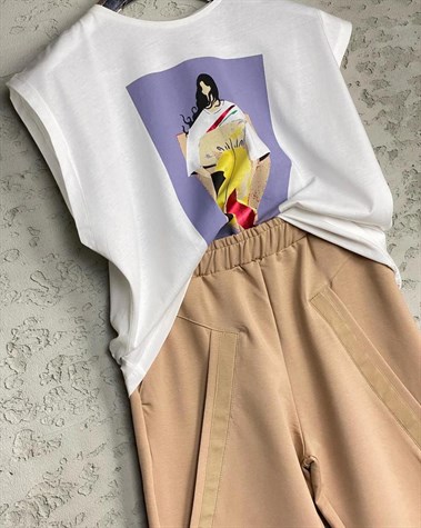 Garnili Tasarım Model Cepli Pantolon (Bej)