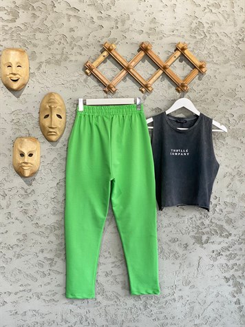 Garnili Tasarım Model Cepli Eşofman (Elma Yeşili)