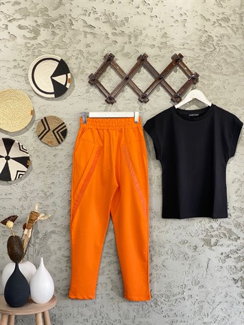 Garnili Tasarım Model Cepli Pantolon (Oranj)