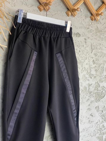 Garnili Tasarım Model Cepli Pantolon (Siyah)
