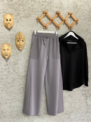 Geniş Paça İkiiplik Sweat Kumaş Pantolon (Antrasit)