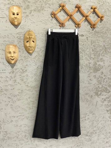 Geniş Paça İkiiplik Sweat Kumaş Eşofman (Siyah)