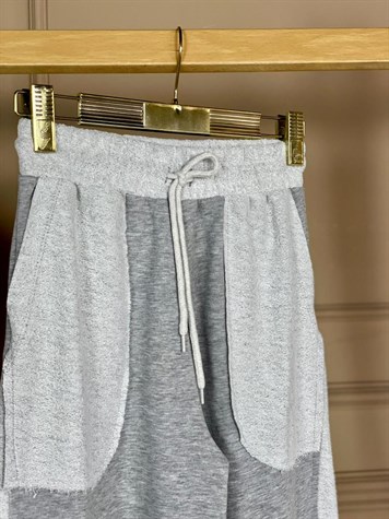 Geniş Paça Lazer Kesim Pantolon (Gri)