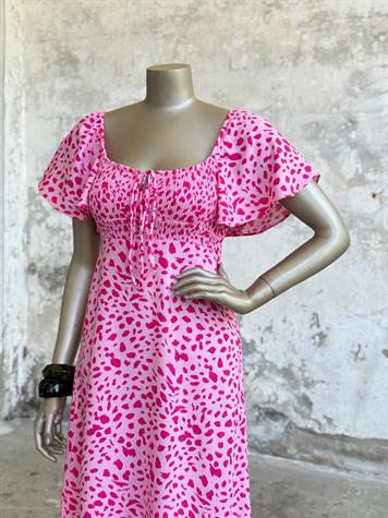 Gipeli Benekli Desen Kadın Elbise (Pembe)