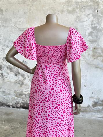 Gipeli Benekli Desen Kadın Elbise (Pembe)