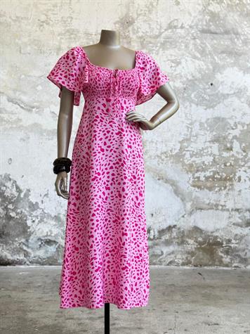 Gipeli Benekli Desen Kadın Elbise (Pembe)
