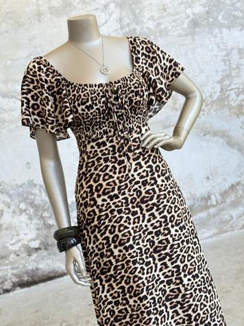 Gipeli Leopar Desen Kadın Elbise (Siyah)