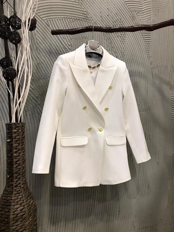 Gold Düğmeli Blazer Ceket (BEYAZ)
