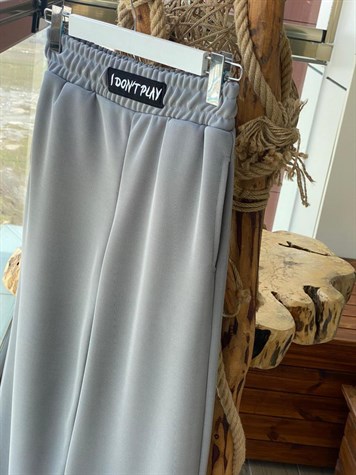 Hafif Simli Geniş Paça Eşofman Pantolon (GRİ)
