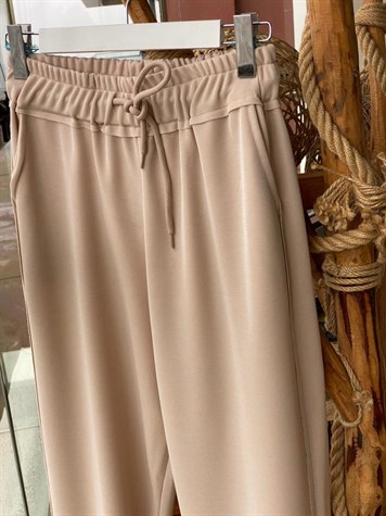 Hafif Simli Yüksel Bel Eşofman Pantolon (BEJ)