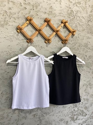 Halter Yaka Atlet (Beyaz/Siyah)