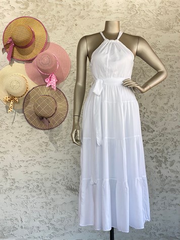 Halter Yaka Elbise (Beyaz)