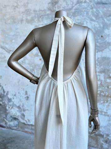 Halter Yaka Müslin Kumaş Elbise (Ekru)