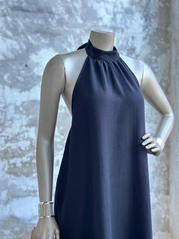 Halter Yaka Müslin Kumaş Elbise (Siyah)