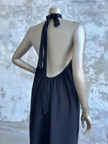 Halter Yaka Müslin Kumaş Elbise (Siyah)